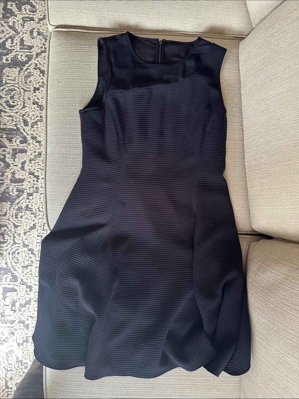 Reiss navy asymmetrical neckline Fit & Flare Dress size 10